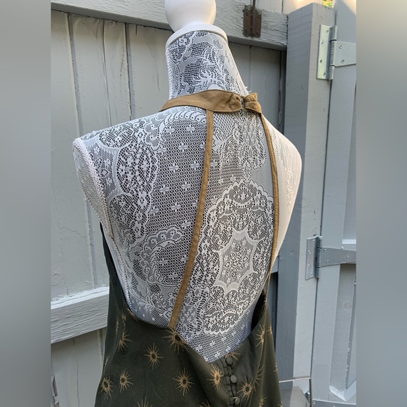 FREE PEOPLE Printed Halter Green and Gold Blouse - Picture 5 of 5